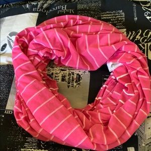 Pink and White Infinity Scarf